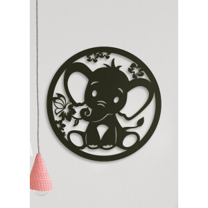 Wanddecoratie Kinderen | Olifant rond - M (40x40cm)