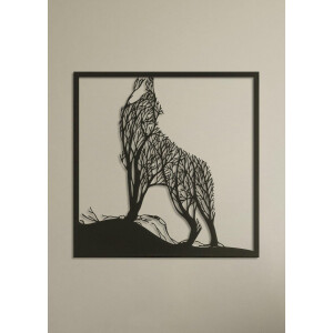 Wanddecoratie dieren | Wolf van takken - L (60x60cm)