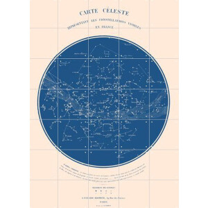 IXXI Carte Celeste Blue, Aster Edition - 100 x 140 cm - Gratis ophangtool - Grote wanddecoratie en posters - Technische Tekening, Grafisch Ontwerp