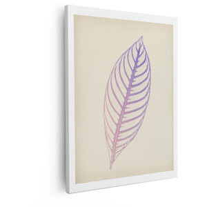 Artaza Canvas Schilderij Botanisch Blad - 40x50 cm - Wanddecoratie Vintage - Muurdecoratie Minimalistisch - Decoratie Paars Blad