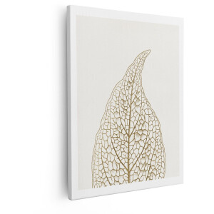 Artaza Canvas Schilderij Gouden Blad - 80x100 cm - Wanddecoratie Goud Vintage - Muurdecoratie Plant - Decoratie Bladnerf - Botanisch