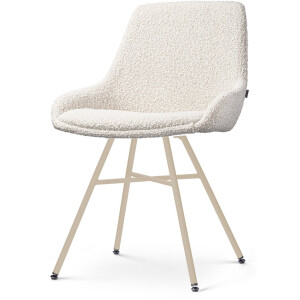 Nolon Noa-Isa Eetkamerstoel Bouclé Beige - Beige Onderstel - Modern - Comfortabel - Stoffen