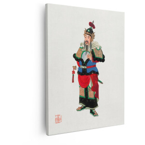 Artaza Canvas Schilderij Chinese Krijger - 40x50 cm - Wanddecoratie Oosters - Muurdecoratie Aziatisch Portret - Vintage Schilderijen Op Canvas