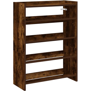 vidaXL - Schoenenrek - 60x25x81 - cm - bewerkt - hout - gerookt - eikenkleurig