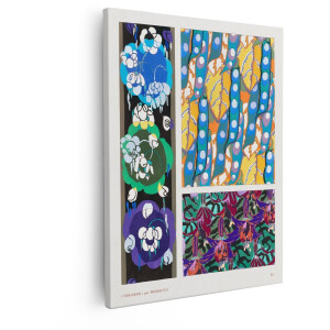 Artaza Canvas Schilderij Art Nouveau Bloemen - 40x50 cm - Wanddecoratie Benedictus - Muurdecoratie Vintage - Decoratie Kleurrijk Patroon