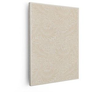 Artaza Canvas Schilderij Beige Bloemenpatroon met Bladeren en Bloemen in Art Nouveau Stijl - 40x50 cm - Wanddecoratie Woonkamer - Schilderijen - Muurdecoratie