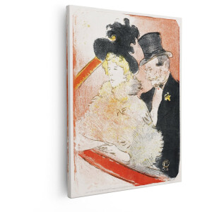 Artaza Canvas Schilderij Vrouw met Boa en Man met Hoge Hoed in Theaterloge - 40x50 cm - Wanddecoratie Woonkamer - Schilderijen - Muurdecoratie