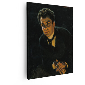 Artaza Canvas Schilderij Portret van een Jonge Man in een Zwart Pak met Strik - 40x50 cm - Wanddecoratie Woonkamer - Schilderijen - Muurdecoratie