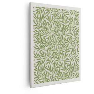 Artaza Canvas Schilderij Groen Bladerpatroon in William Morris Stijl - Naadloos en Herhalend - 80x100 cm - Groot - Wanddecoratie Woonkamer - Schilderijen - Muurdecoratie
