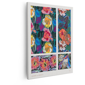Artaza Canvas Schilderij Bloemen - 80x100 cm - Wanddecoratie Kleurrijk - Muurdecoratie Vintage Art Deco - Decoratie Bloemen Schilderij
