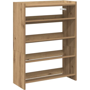 vidaXL - Schoenenrek - 60x25x81 - cm - bewerkt - hout - artisanaal - eikenkleur