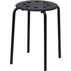 Ikea MARIUS Kruk, Stapelstoel, zwart, 45 cm