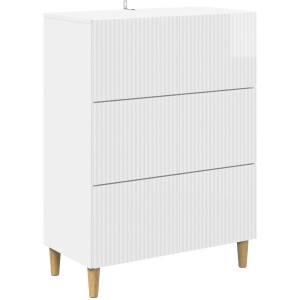 vidaXL - Ladekast - Hoogglans - Wit - 66 - x - 34,5 - x - 90 - cm - Bewerkt - hout