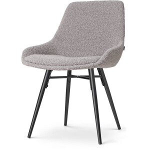 Nolon Nena-Isa Eetkamerstoel Bouclé Taupe - Stof - Zonder Armleuning - Zwarte Houten Poten - Scandinavisch - Comfortabel