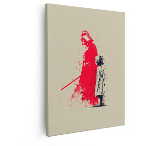 Artaza Canvas Schilderij Darth Vader - 80x100 cm - Wanddecoratie Star Wars - Muurdecoratie Prinses Leia - Schilderijen Op Canvas Rood