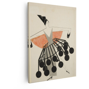 Artaza Canvas Schilderij Abstract Ballerina - 40x50 cm - Wanddecoratie Vintage - Muurdecoratie Art Deco Danseres - Decoratie Retro