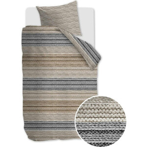 Ambiante Cozy Knit dekbedovertrek - Eenpersoons - 140x200/220 - Grijs