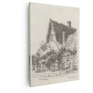 Artaza Canvas Schilderij Landelijke Boerderij - 80x100 cm - Wanddecoratie Vintage - Muurdecoratie Landschap - Decoratie Woonkamer