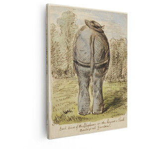 Artaza Canvas Schilderij Olifant - 80x100 cm - Wanddecoratie Vintage Tekening - Muurdecoratie Dieren - Schilderijen Op Canvas Natuur