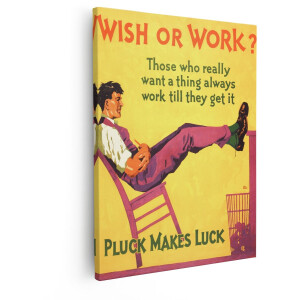 Artaza Canvas Schilderij Vintage Poster Pluck Makes Luck - 40x50 cm - Wanddecoratie Motivatie - Muurdecoratie Kantoor - Decoratie Tekst Retro