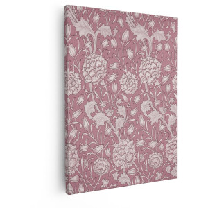 Artaza Canvas Schilderij Bloemen - 80x100 cm - Wanddecoratie Vintage - Muurdecoratie Bloemenpatroon - Decoratie Roze Schilderij