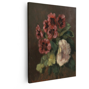 Artaza Canvas Schilderij Bloemen Stilleven - 80x100 cm - Gustave Courbet Wanddecoratie - Muurdecoratie Vintage - Decoratie Woonkamer
