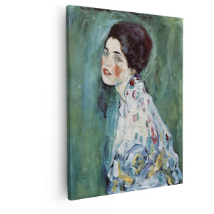 Artaza Canvas Schilderij Het Meisje In De Witte Kimono - 40x50 cm - Wanddecoratie Gustav Klimt - Muurdecoratie Oude Meesters - Decoratie Portret