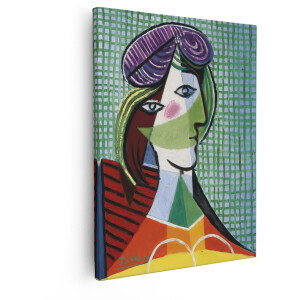 Artaza Canvas Schilderij Picasso - 80x100 cm - Wanddecoratie Vrouw - Muurdecoratie Kubistisch Portret - Decoratie Abstract Modern - Kleurrijk