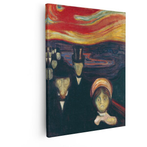 Artaza Canvas Schilderij Edvard Munch - 80x100 cm - Wanddecoratie Angst - Muurdecoratie Expressionisme - Decoratie Klassieke Schilderijen