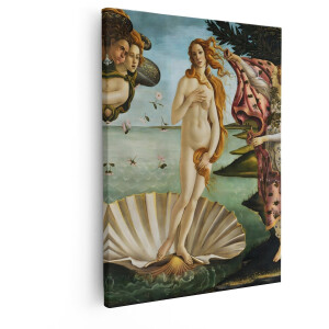 Artaza Canvas Schilderij Geboorte van Venus door Botticelli - Iconisch Renaissance Schilderij - 80x100 cm - Groot - Wanddecoratie Woonkamer - Schilderijen - Muurdecoratie