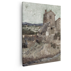 Artaza Canvas Schilderij Landschap Van Gogh - 80x100 cm - Wanddecoratie Oude Molen - Muurdecoratie Vintage - Schilderijen Op Canvas Natuur