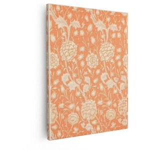 Artaza Canvas Schilderij Bloemen - 40x50 cm - Wanddecoratie Vintage - Muurdecoratie Bloemenpatroon - Decoratie Woonkamer - Oranje