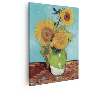 Artaza Canvas Schilderij Zonnebloemen Van Gogh - 80x100 cm - Wanddecoratie Bloemen - Muurdecoratie Stilleven - Schilderijen Op Canvas