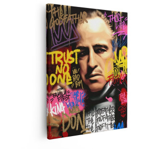 Artaza Canvas Schilderij Marlon Brando als Vito Corleone in The Godfather Ontmoette Graffiti - 40x50 cm - Wanddecoratie Woonkamer - Schilderijen - Muurdecoratie