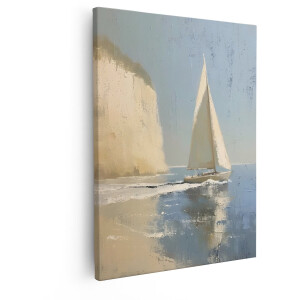 Artaza Canvas Schilderij Zeilboot - 40x50 cm - Wanddecoratie Zee - Muurdecoratie Landschap - Schilderijen Op Canvas Kust