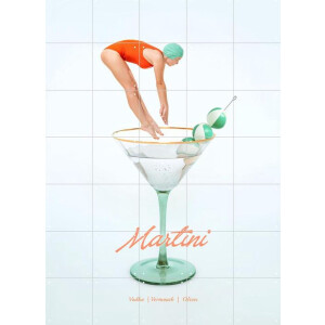 IXXI Martini, Paul Fuentes - 100 x 140 cm - Gratis ophangtool - Grote wanddecoratie en posters - Fotografie, Speels, Pop art, Digitale Kunst, Grafisch