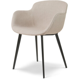 Nolon Elma Eetkamerstoel Beige - Met armleuning - Stof - Zwart Onderstel - Scandinavisch - Comfortabel