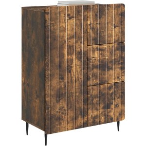 vidaXL - Dressoir - Gerookt - eiken - 66 - x - 34,5 - x - 91,5 - cm - Bewerkt - hout