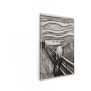 Artaza Canvas Schilderij De Schreeuw - 80x120 cm - Wanddecoratie Edvard Munch - Muurdecoratie Zwart Wit - Decoratie Klassieke Schilderijen