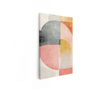 Artaza Canvas Schilderij Abstract Geometrische Vormen met Zachte Pastelkleuren en Textuur - 40x60 cm - Wanddecoratie Woonkamer - Schilderijen - Muurdecoratie