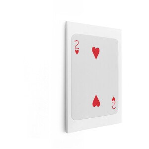 Artaza Canvas Schilderij Speelkaart Harten Twee - 80x120 cm - Wanddecoratie Hart - Muurdecoratie Poker - Decoratie Kaartspel - Rood