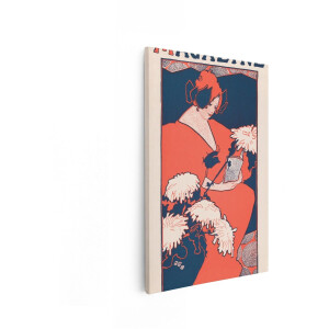 Artaza Canvas Schilderij Vintage Vrouw - 20x30 cm - Wanddecoratie Bloemen - Muurdecoratie Art Nouveau Poster - Decoratie Woonkamer - Retro