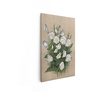 Artaza Canvas Schilderij Bloemen - 60x90 cm - Wanddecoratie Witte Pronkerwten - Muurdecoratie Vintage - Decoratie Woonkamer