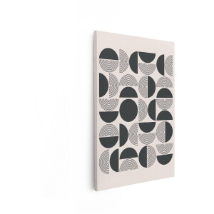 Artaza Canvas Schilderij Abstract - 80x120 cm - Wanddecoratie Geometrisch Patroon - Muurdecoratie Boho - Decoratie Zwart Beige