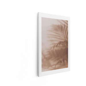 Artaza Canvas Schilderij Palmblad Schaduw - 80x120 cm - Boho Wanddecoratie - Muurdecoratie Botanisch - Decoratie Terracotta Minimalistisch