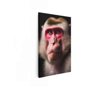 Artaza Canvas Schilderij Close-Up Portret van een Aap met Opvallende Rode Gezichtskenmerken - 20x30 cm - Klein - Wanddecoratie Woonkamer - Schilderijen - Muurdecoratie
