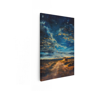 Artaza Canvas Schilderij Zonsondergang - 80x120 cm - Wanddecoratie Sterrenhemel - Muurdecoratie Woestijn Diner - Decoratie Landschap