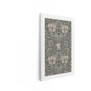 Artaza Canvas Schilderij Vintage Bloemenbehangpatroon met Pioenrozen en Ingewikkeld Loofwerk in Gedempte Tinten - 20x30 cm - Klein - Wanddecoratie Woonkamer - Schilderijen - Muurdecoratie
