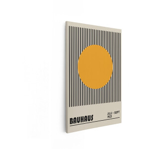 Artaza Canvas Schilderij Bauhaus-Poster met Oranje Cirkel en Zwarte Verticale Lijnen - 20x30 cm - Klein - Wanddecoratie Woonkamer - Schilderijen - Muurdecoratie