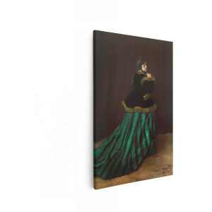 Artaza Canvas Schilderij Vrouw Monet - 80x120 cm - Wanddecoratie Vintage - Muurdecoratie Groene Jurk - Schilderijen Op Canvas - Groen